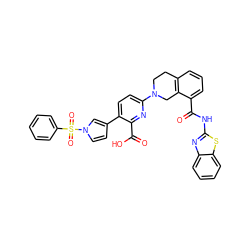 O=C(Nc1nc2ccccc2s1)c1cccc2c1CN(c1ccc(-c3ccn(S(=O)(=O)c4ccccc4)c3)c(C(=O)O)n1)CC2 ZINC000223835948