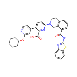 O=C(Nc1nc2ccccc2s1)c1cccc2c1CN(c1ccc(-c3ccnc(OC4CCCCC4)c3)c(C(=O)O)n1)CC2 ZINC000144569174