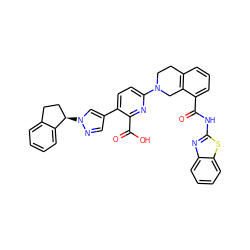 O=C(Nc1nc2ccccc2s1)c1cccc2c1CN(c1ccc(-c3cnn([C@@H]4CCc5ccccc54)c3)c(C(=O)O)n1)CC2 ZINC000144504182