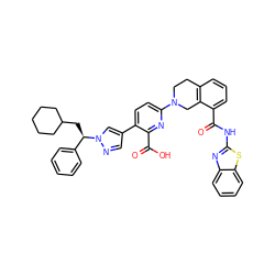 O=C(Nc1nc2ccccc2s1)c1cccc2c1CN(c1ccc(-c3cnn([C@H](CC4CCCCC4)c4ccccc4)c3)c(C(=O)O)n1)CC2 ZINC000205407637