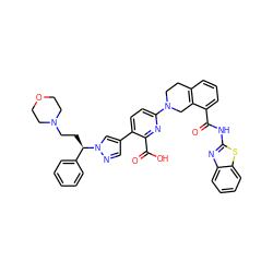 O=C(Nc1nc2ccccc2s1)c1cccc2c1CN(c1ccc(-c3cnn([C@H](CCN4CCOCC4)c4ccccc4)c3)c(C(=O)O)n1)CC2 ZINC000223836440