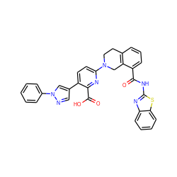 O=C(Nc1nc2ccccc2s1)c1cccc2c1CN(c1ccc(-c3cnn(-c4ccccc4)c3)c(C(=O)O)n1)CC2 ZINC000144609541