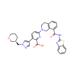 O=C(Nc1nc2ccccc2s1)c1cccc2c1CN(c1ccc(-c3cnn(C[C@@H]4CCCOC4)c3)c(C(=O)O)n1)CC2 ZINC000144584257