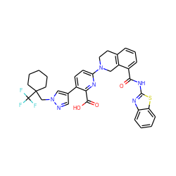 O=C(Nc1nc2ccccc2s1)c1cccc2c1CN(c1ccc(-c3cnn(CC4(C(F)(F)F)CCCCC4)c3)c(C(=O)O)n1)CC2 ZINC000223838013