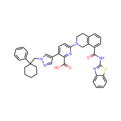 O=C(Nc1nc2ccccc2s1)c1cccc2c1CN(c1ccc(-c3cnn(CC4(c5ccccc5)CCCCC4)c3)c(C(=O)O)n1)CC2 ZINC000223832059