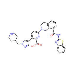 O=C(Nc1nc2ccccc2s1)c1cccc2c1CN(c1ccc(-c3cnn(CC4CCNCC4)c3)c(C(=O)O)n1)CC2 ZINC000144488909