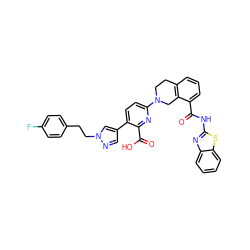 O=C(Nc1nc2ccccc2s1)c1cccc2c1CN(c1ccc(-c3cnn(CCc4ccc(F)cc4)c3)c(C(=O)O)n1)CC2 ZINC000144597966