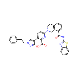 O=C(Nc1nc2ccccc2s1)c1cccc2c1CN(c1ccc(-c3cnn(CCc4ccccc4)c3)c(C(=O)O)n1)CC2 ZINC000144542168