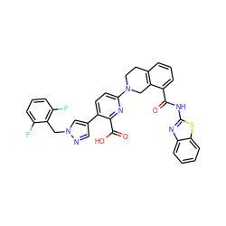 O=C(Nc1nc2ccccc2s1)c1cccc2c1CN(c1ccc(-c3cnn(Cc4c(F)cccc4F)c3)c(C(=O)O)n1)CC2 ZINC000144558093