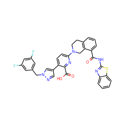 O=C(Nc1nc2ccccc2s1)c1cccc2c1CN(c1ccc(-c3cnn(Cc4cc(F)cc(F)c4)c3)c(C(=O)O)n1)CC2 ZINC000144567892