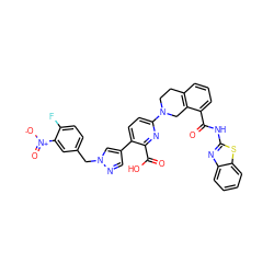 O=C(Nc1nc2ccccc2s1)c1cccc2c1CN(c1ccc(-c3cnn(Cc4ccc(F)c([N+](=O)[O-])c4)c3)c(C(=O)O)n1)CC2 ZINC000205415449