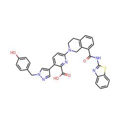 O=C(Nc1nc2ccccc2s1)c1cccc2c1CN(c1ccc(-c3cnn(Cc4ccc(O)cc4)c3)c(C(=O)O)n1)CC2 ZINC000144528855