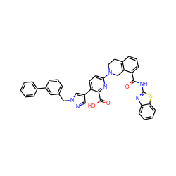 O=C(Nc1nc2ccccc2s1)c1cccc2c1CN(c1ccc(-c3cnn(Cc4cccc(-c5ccccc5)c4)c3)c(C(=O)O)n1)CC2 ZINC000205420226