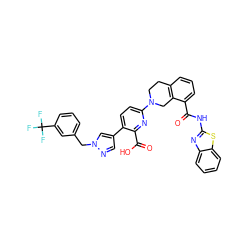 O=C(Nc1nc2ccccc2s1)c1cccc2c1CN(c1ccc(-c3cnn(Cc4cccc(C(F)(F)F)c4)c3)c(C(=O)O)n1)CC2 ZINC000205421761