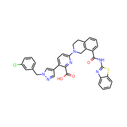 O=C(Nc1nc2ccccc2s1)c1cccc2c1CN(c1ccc(-c3cnn(Cc4cccc(Cl)c4)c3)c(C(=O)O)n1)CC2 ZINC000144509024