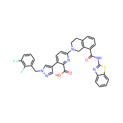 O=C(Nc1nc2ccccc2s1)c1cccc2c1CN(c1ccc(-c3cnn(Cc4cccc(F)c4F)c3)c(C(=O)O)n1)CC2 ZINC000144497041