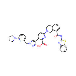 O=C(Nc1nc2ccccc2s1)c1cccc2c1CN(c1ccc(-c3cnn(Cc4cccc(N5CCCC5)n4)c3)c(C(=O)O)n1)CC2 ZINC000205407603