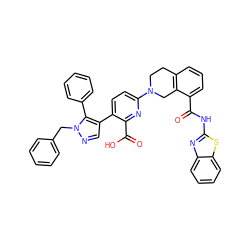 O=C(Nc1nc2ccccc2s1)c1cccc2c1CN(c1ccc(-c3cnn(Cc4ccccc4)c3-c3ccccc3)c(C(=O)O)n1)CC2 ZINC000205423448