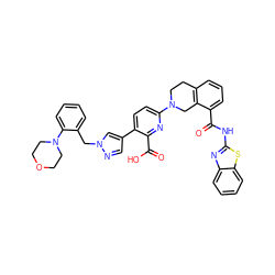 O=C(Nc1nc2ccccc2s1)c1cccc2c1CN(c1ccc(-c3cnn(Cc4ccccc4N4CCOCC4)c3)c(C(=O)O)n1)CC2 ZINC000223847107