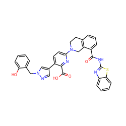 O=C(Nc1nc2ccccc2s1)c1cccc2c1CN(c1ccc(-c3cnn(Cc4ccccc4O)c3)c(C(=O)O)n1)CC2 ZINC000144494175