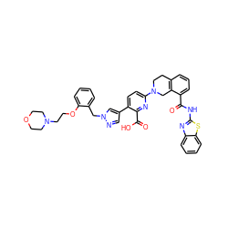 O=C(Nc1nc2ccccc2s1)c1cccc2c1CN(c1ccc(-c3cnn(Cc4ccccc4OCCN4CCOCC4)c3)c(C(=O)O)n1)CC2 ZINC000223837726