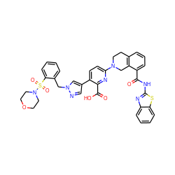 O=C(Nc1nc2ccccc2s1)c1cccc2c1CN(c1ccc(-c3cnn(Cc4ccccc4S(=O)(=O)N4CCOCC4)c3)c(C(=O)O)n1)CC2 ZINC000223845671