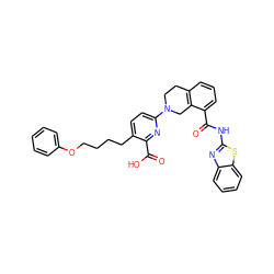 O=C(Nc1nc2ccccc2s1)c1cccc2c1CN(c1ccc(CCCCOc3ccccc3)c(C(=O)O)n1)CC2 ZINC000146685779