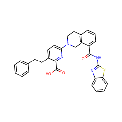 O=C(Nc1nc2ccccc2s1)c1cccc2c1CN(c1ccc(CCc3ccccc3)c(C(=O)O)n1)CC2 ZINC000146390406