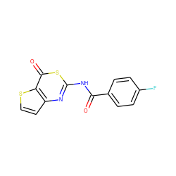 O=C(Nc1nc2ccsc2c(=O)s1)c1ccc(F)cc1 ZINC000000119629