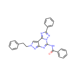 O=C(Nc1nc2nn(CCc3ccccc3)cc2c2nc(-c3ccccc3)nn12)c1ccccc1 ZINC000049070441