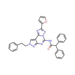 O=C(Nc1nc2nn(CCc3ccccc3)cc2c2nc(-c3ccco3)nn12)C(c1ccccc1)c1ccccc1 ZINC000084359963