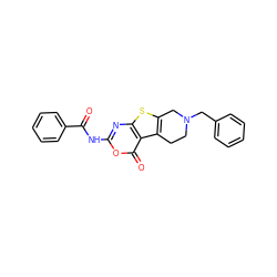 O=C(Nc1nc2sc3c(c2c(=O)o1)CCN(Cc1ccccc1)C3)c1ccccc1 ZINC000013678182