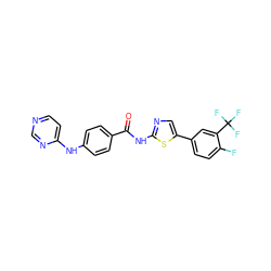 O=C(Nc1ncc(-c2ccc(F)c(C(F)(F)F)c2)s1)c1ccc(Nc2ccncn2)cc1 ZINC000028953150