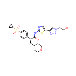 O=C(Nc1ncc(-c2cn(CCO)nn2)s1)[C@@H](CC1CCOCC1)c1ccc(S(=O)(=O)C2CC2)cc1 ZINC000169326325