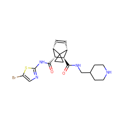 O=C(Nc1ncc(Br)s1)[C@@H]1[C@@H]2C=C[C@H]([C@H]1C(=O)NCC1CCNCC1)C21CC1 ZINC000168299496