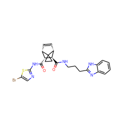 O=C(Nc1ncc(Br)s1)[C@@H]1[C@@H]2C=C[C@H]([C@H]1C(=O)NCCCc1nc3ccccc3[nH]1)C21CC1 ZINC000168563997