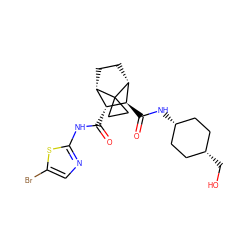 O=C(Nc1ncc(Br)s1)[C@@H]1[C@@H]2CC[C@H]([C@H]1C(=O)N[C@H]1CC[C@@H](CO)CC1)C21CC1 ZINC000653676856