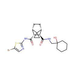 O=C(Nc1ncc(Br)s1)[C@@H]1[C@@H]2CC[C@H]([C@H]1C(=O)NCC1(O)CCCCC1)C21CC1 ZINC000168455213