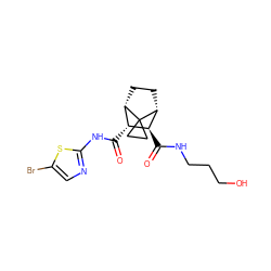 O=C(Nc1ncc(Br)s1)[C@@H]1[C@@H]2CC[C@H]([C@H]1C(=O)NCCCO)C21CC1 ZINC000168495429