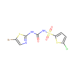 O=C(Nc1ncc(Br)s1)NS(=O)(=O)c1ccc(Cl)s1 ZINC000045349455