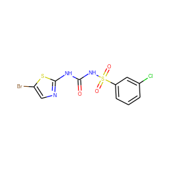 O=C(Nc1ncc(Br)s1)NS(=O)(=O)c1cccc(Cl)c1 ZINC000045348530