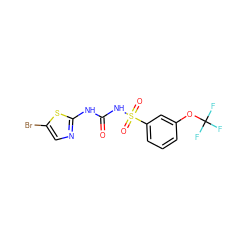 O=C(Nc1ncc(Br)s1)NS(=O)(=O)c1cccc(OC(F)(F)F)c1 ZINC000045348471