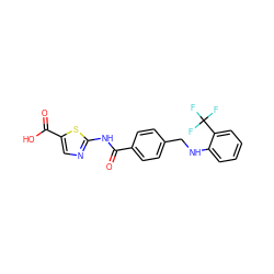 O=C(Nc1ncc(C(=O)O)s1)c1ccc(CNc2ccccc2C(F)(F)F)cc1 ZINC000140743417