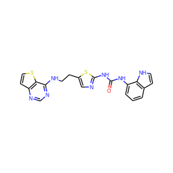 O=C(Nc1ncc(CCNc2ncnc3ccsc23)s1)Nc1cccc2cc[nH]c12 ZINC000045498341