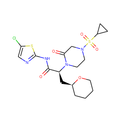 O=C(Nc1ncc(Cl)s1)[C@H](C[C@@H]1CCCCO1)N1CCN(S(=O)(=O)C2CC2)CC1=O ZINC000095601462