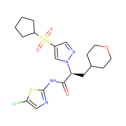 O=C(Nc1ncc(Cl)s1)[C@H](CC1CCOCC1)n1cc(S(=O)(=O)C2CCCC2)cn1 ZINC000116115555