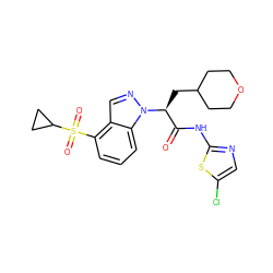 O=C(Nc1ncc(Cl)s1)[C@H](CC1CCOCC1)n1ncc2c(S(=O)(=O)C3CC3)cccc21 ZINC000148986751