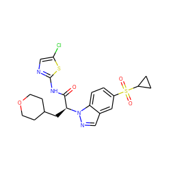 O=C(Nc1ncc(Cl)s1)[C@H](CC1CCOCC1)n1ncc2cc(S(=O)(=O)C3CC3)ccc21 ZINC000116115093