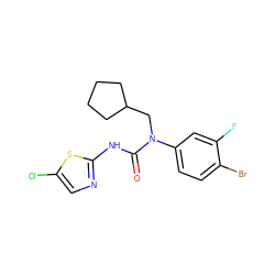 O=C(Nc1ncc(Cl)s1)N(CC1CCCC1)c1ccc(Br)c(F)c1 ZINC000028127651