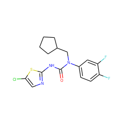 O=C(Nc1ncc(Cl)s1)N(CC1CCCC1)c1ccc(F)c(F)c1 ZINC000028123006